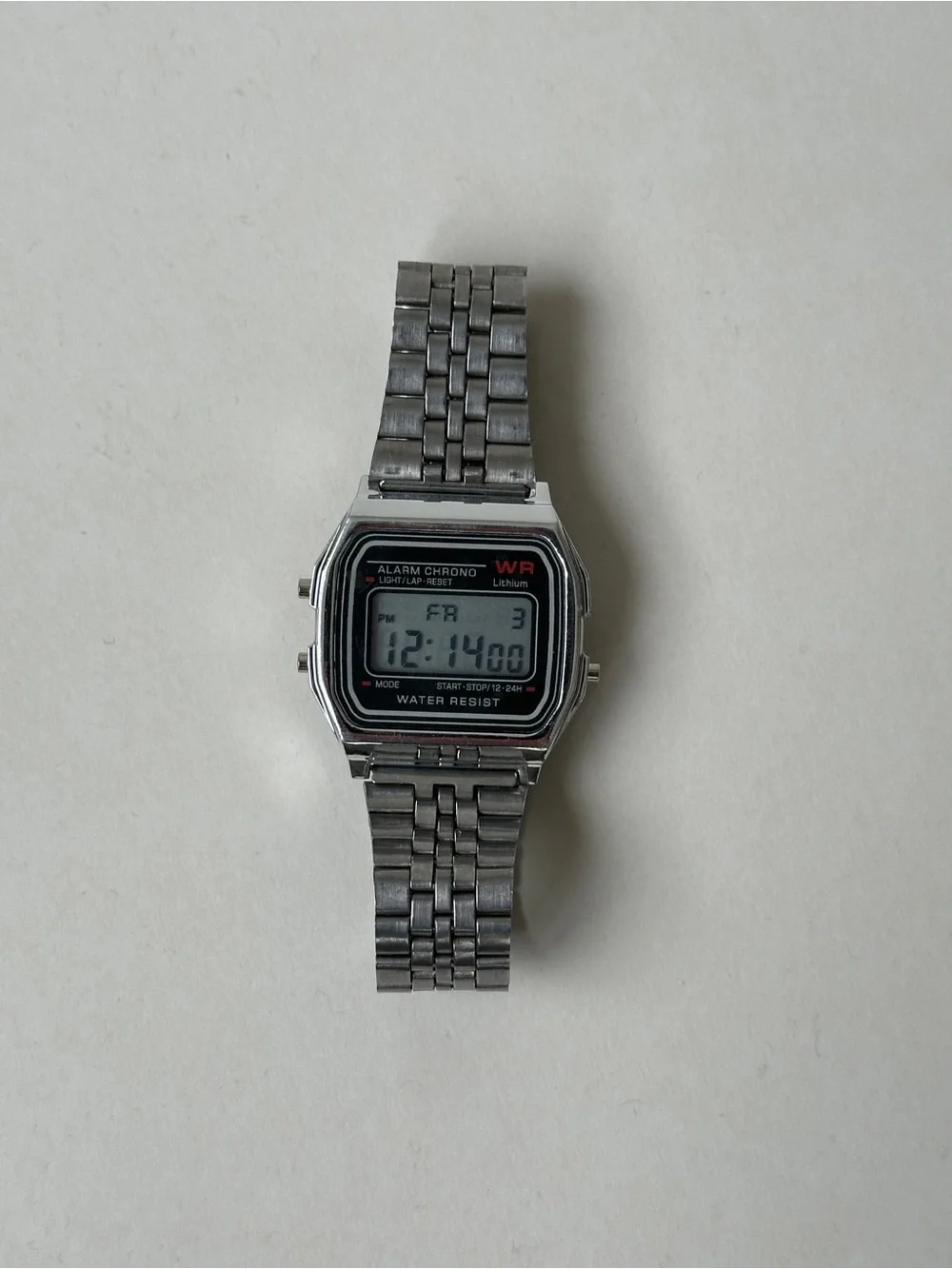 Classic Silver Digital Alarm Chrono Watch - Silver